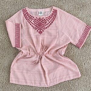 One September Pink and Red Embroidered Tunic Top / Cover up